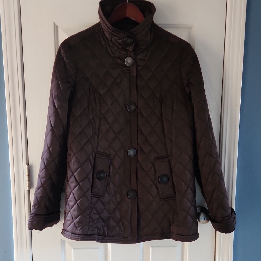 Jones New York Dark Brown Quilted Puffer Jacket